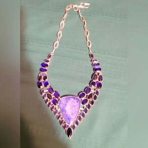 Tanzanite Lapis Lazuli sterling silver necklace 18 19" Collar